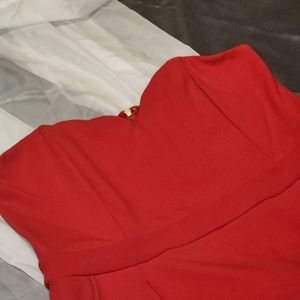 Express Strapless Red Jumpsuit